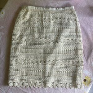 Tommy Hilfiger Cream Crochet Pencil Skirt
